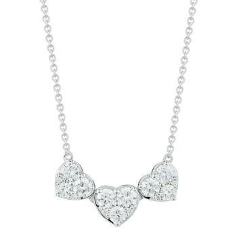 Crystal Silver 3 hearts necklace